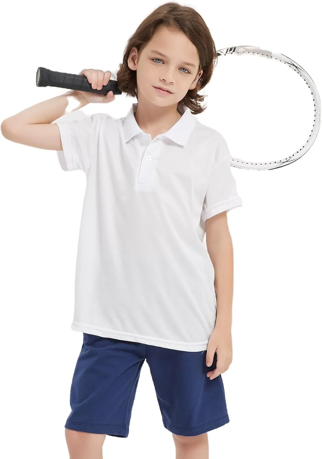 3 Pack Boys Youth Kids Polo Shirt Mesh Athletic Quick Dry Short Sleeve Golf Shirt Moisture Wicking Active Tops(Age 5-16)