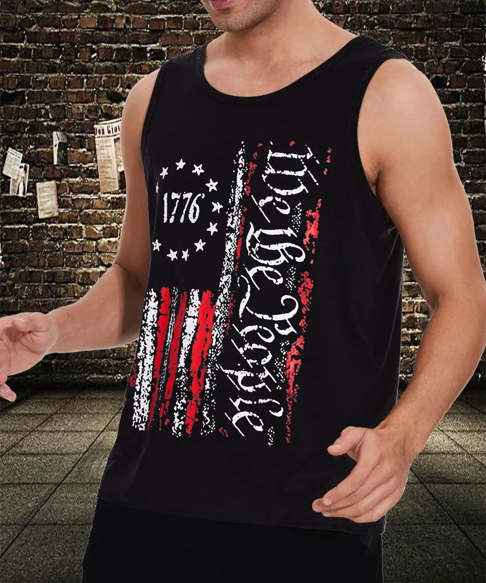 4th of July Shirts for Men American Flag Tank Top 1776 Patriotic T-Shirts Sleeveless Mens Gym Workout Graphic USA Flag Top