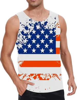 4th of July Shirts for Men American Flag Tank Top 1776 Patriotic T-Shirts Sleeveless Mens Gym Workout Graphic USA Flag Top