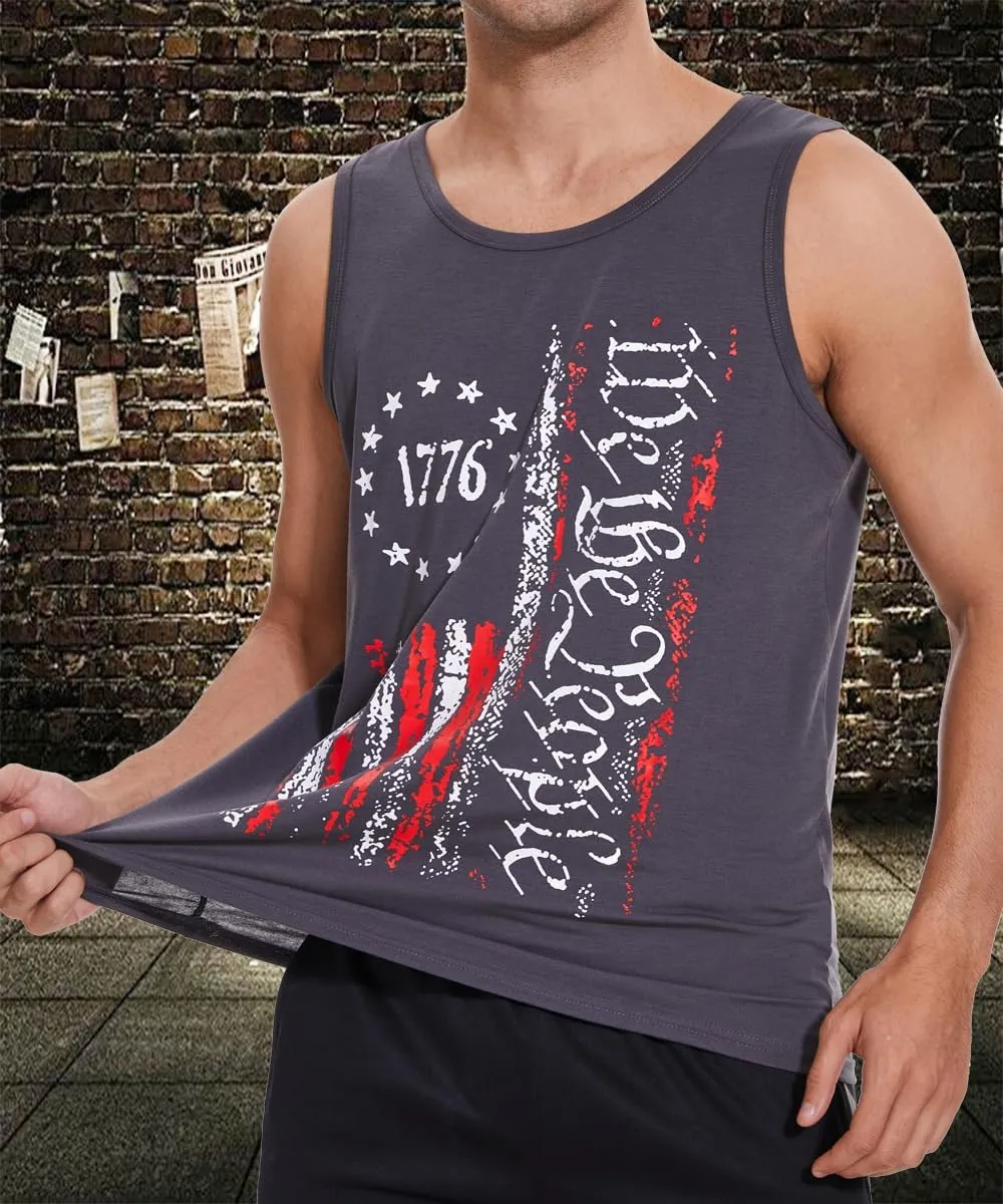 4th of July Shirts for Men American Flag Tank Top 1776 Patriotic T-Shirts Sleeveless Mens Gym Workout Graphic USA Flag Top