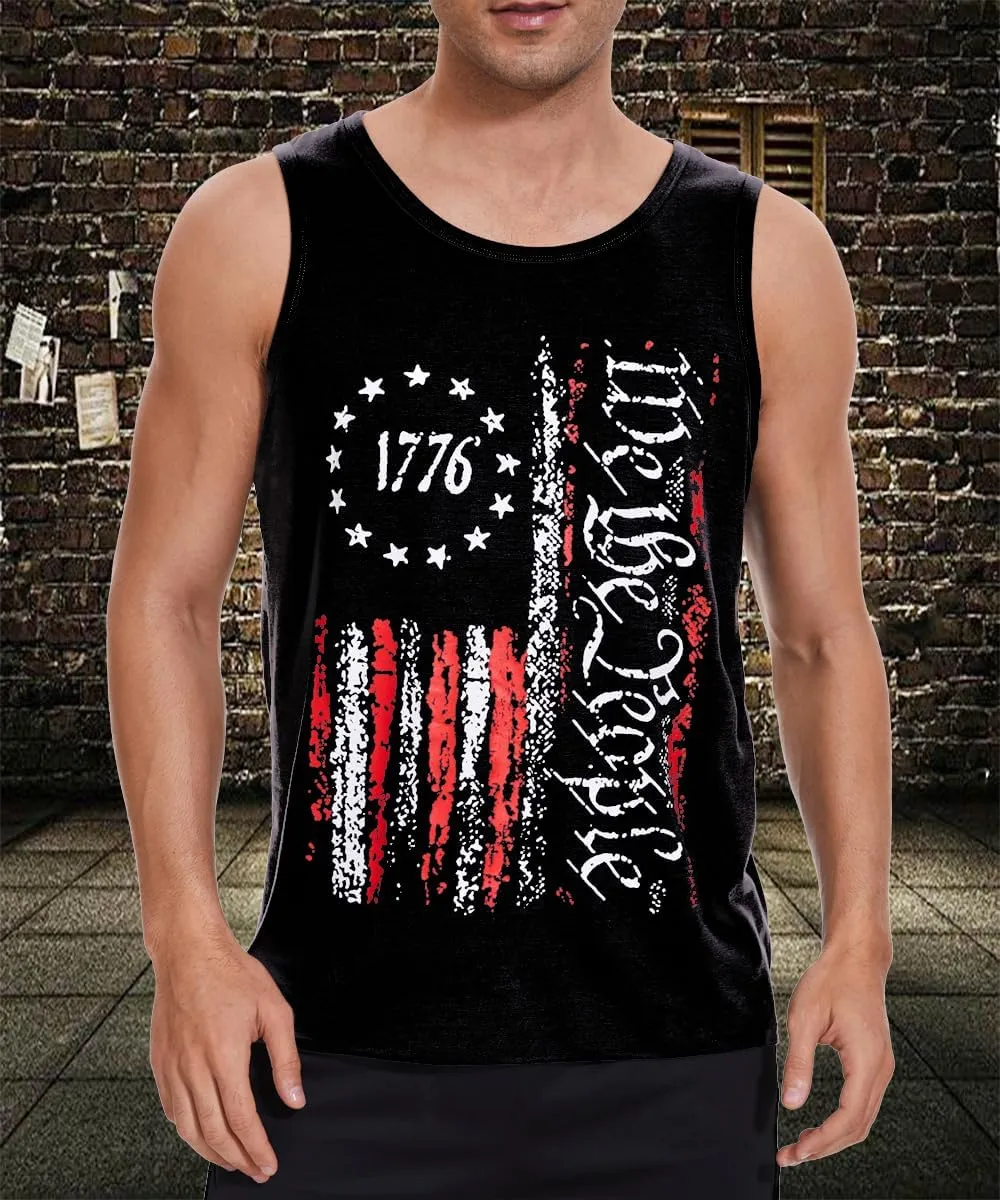 4th of July Shirts for Men American Flag Tank Top 1776 Patriotic T-Shirts Sleeveless Mens Gym Workout Graphic USA Flag Top