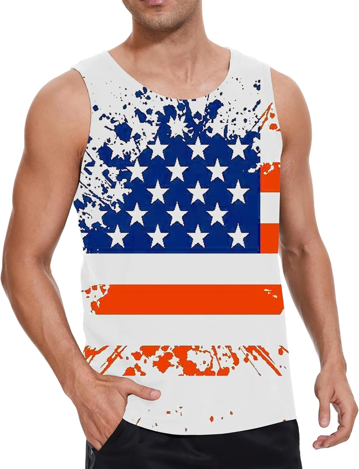 4th of July Shirts for Men American Flag Tank Top 1776 Patriotic T-Shirts Sleeveless Mens Gym Workout Graphic USA Flag Top