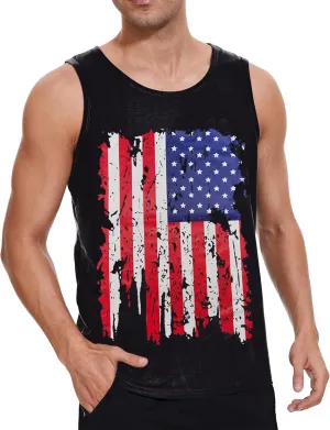 4th of July Shirts for Men American Flag Tank Top 1776 Patriotic T-Shirts Sleeveless Mens Gym Workout Graphic USA Flag Top