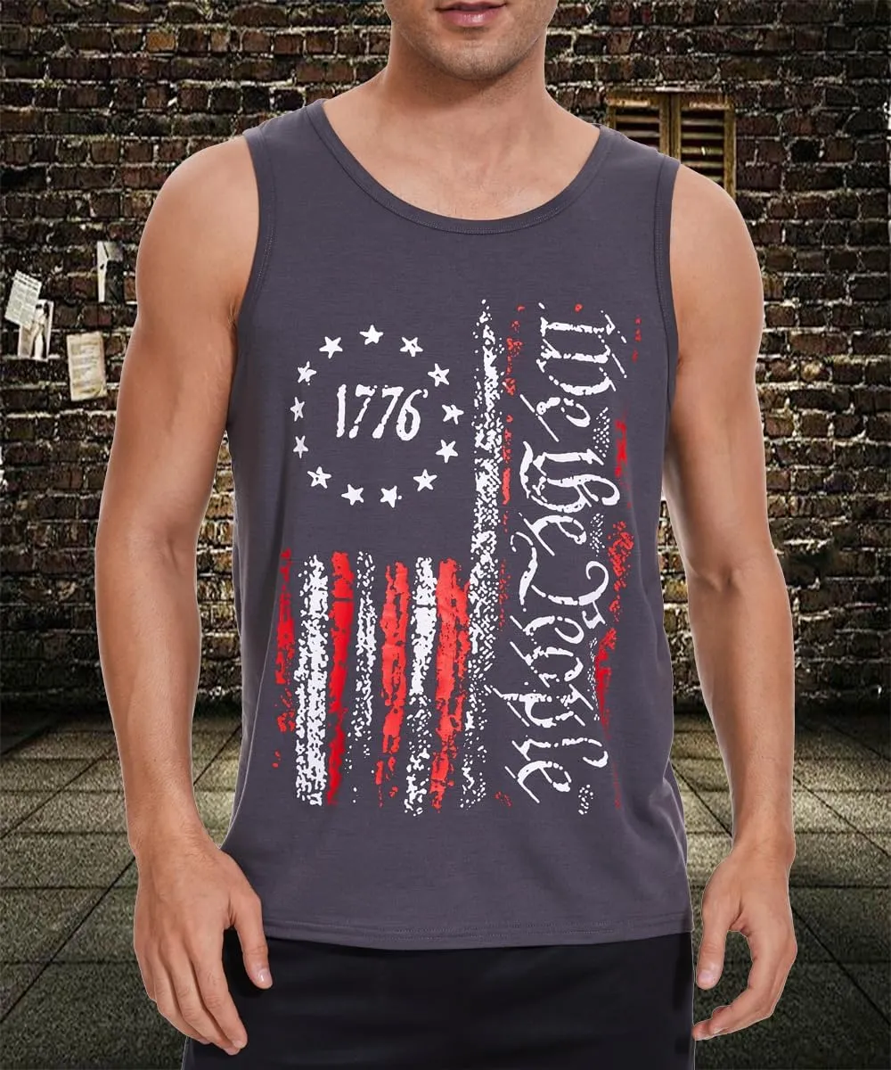 4th of July Shirts for Men American Flag Tank Top 1776 Patriotic T-Shirts Sleeveless Mens Gym Workout Graphic USA Flag Top