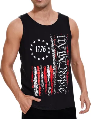 4th of July Shirts for Men American Flag Tank Top 1776 Patriotic T-Shirts Sleeveless Mens Gym Workout Graphic USA Flag Top