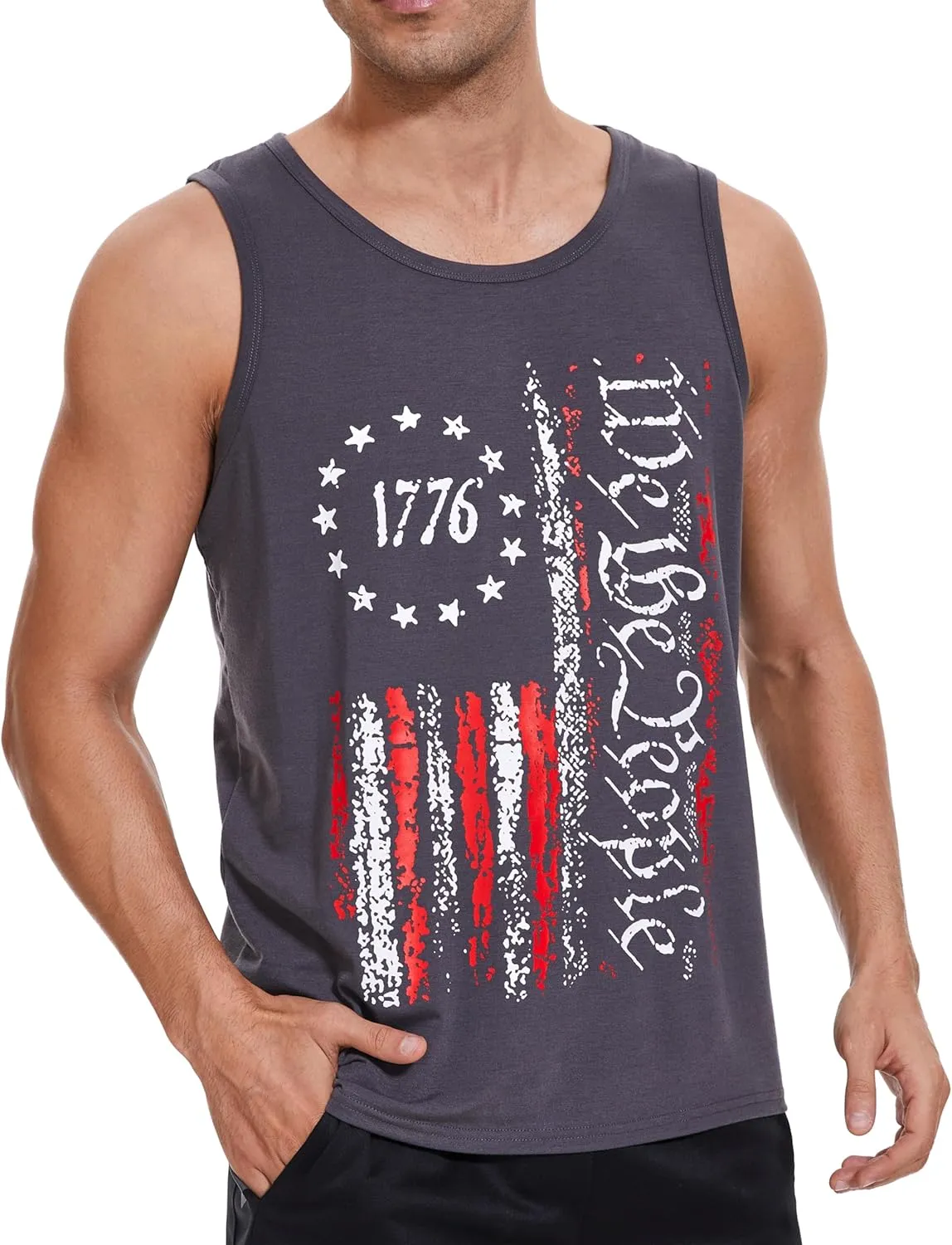 4th of July Shirts for Men American Flag Tank Top 1776 Patriotic T-Shirts Sleeveless Mens Gym Workout Graphic USA Flag Top