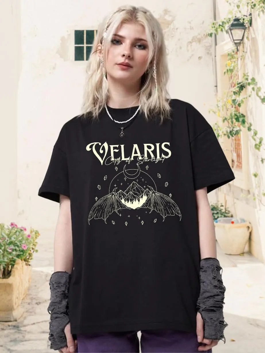 Acotar Velaris Shirt Women Oversized Bat Boys T-Shirt City of Starlight Graphic Tee Bat Bookish Book Lover Tops