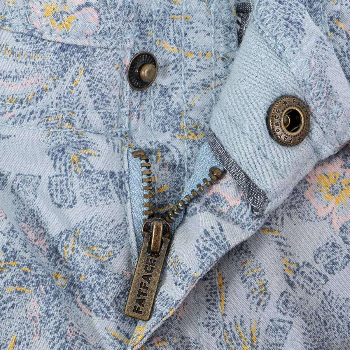 Aloa Blue Floral Print Shorts for Girls with Pockets and Belt Loops