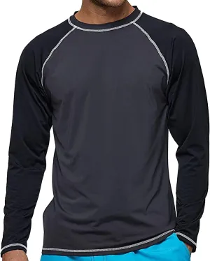 Arcweg Rash Guard Men Swim Shirt Long Sleeves Diving Rash Vest Fit Top T-Shirt