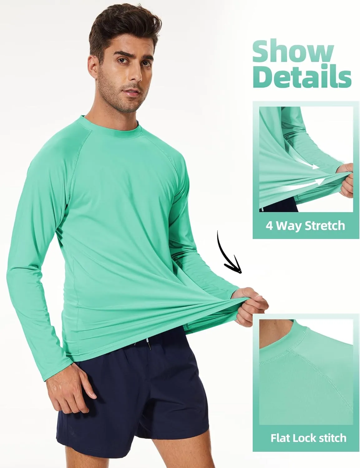 Arcweg Rash Guard Men Swim Shirt Long Sleeves Diving Rash Vest Fit Top T-Shirt