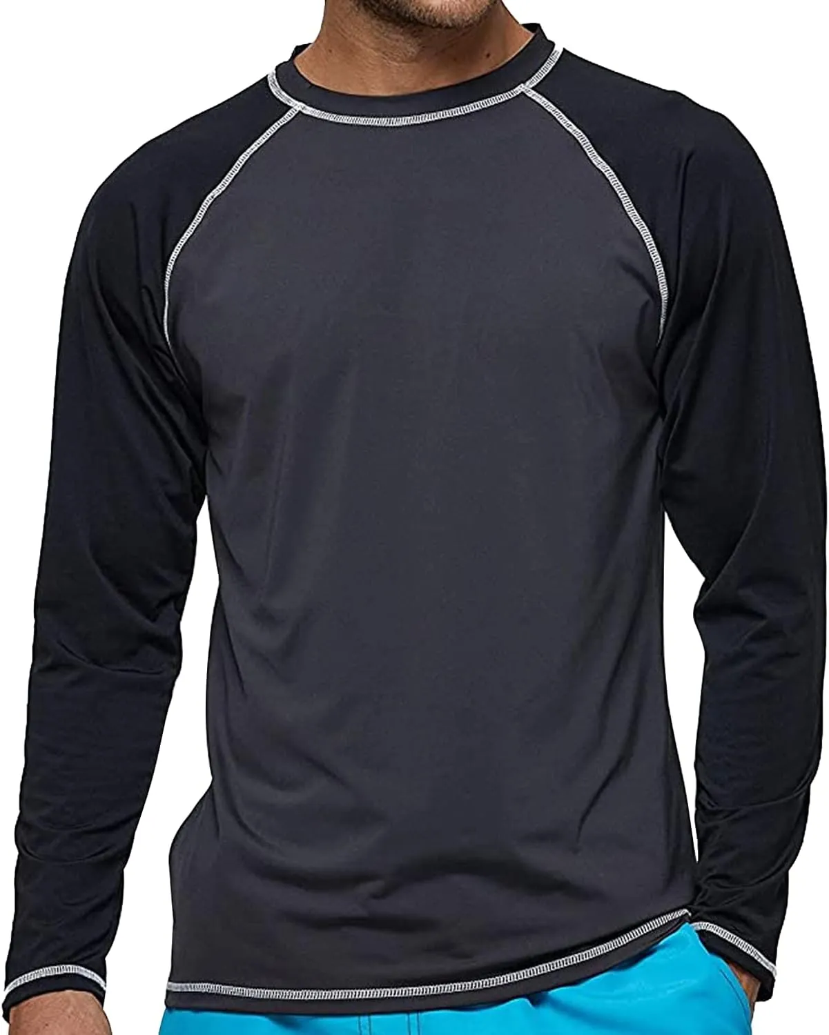 Arcweg Rash Guard Men Swim Shirt Long Sleeves Diving Rash Vest Fit Top T-Shirt