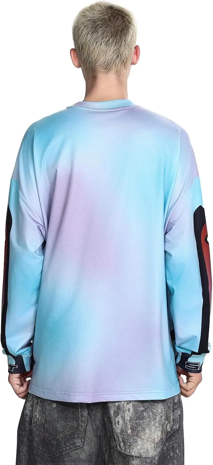 Arnodefrance Unisex Vintage Graphic Printing Long Sleeve Shirt Oversized Tee Shirt Cotton Long Sleeve Shirts