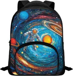 Astronaut School Backpack for Boys 4-6 Novelty Space Travel Backpacks with Compartments Soft Breathable Bookbags for Preschool 12 Inch Kindergarten School Bags