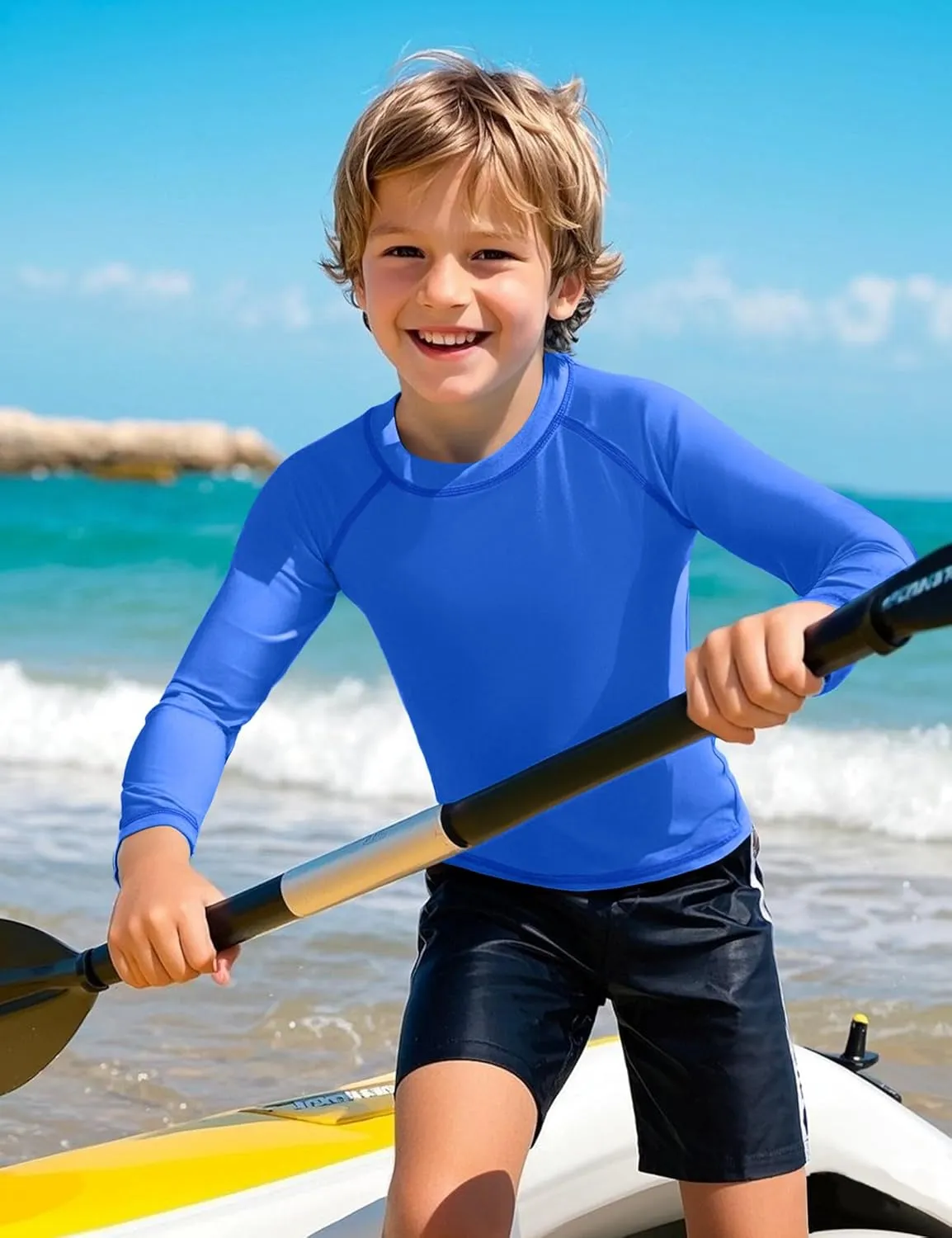 Auranso Boys Rash Guard Swim Shirt UPF 50  Long Sleeve Sun Protection Quick Dry Shirt