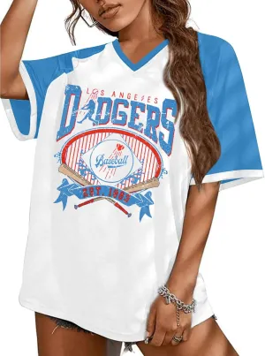 Baseball Shirts for Women Oversized Game Day Baseball Fan Shirt Baseball Mama Casual Short Sleeve Shirt