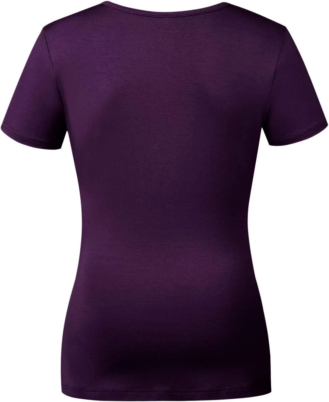 Beauhuty Women's Top Deep V Neck Slim Fitted T-Shirt Front Wrap Ruched Short Sleeve Tee