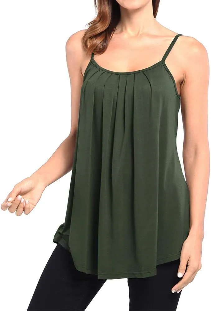 BEPEI Women Loose Casual Summer Pleated Flowy Sleeveless Camisole Tank Tops