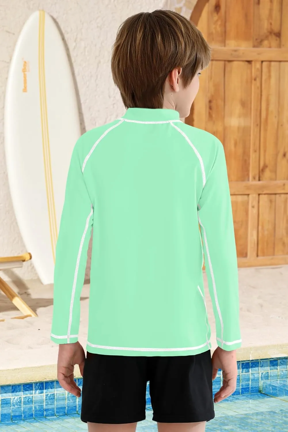 BesserBay Boys Sun Protection Long Sleeve Rash Guard Shirt UPF 50  Rashguard Swim Shir Surfing Shirt 4-14 Year
