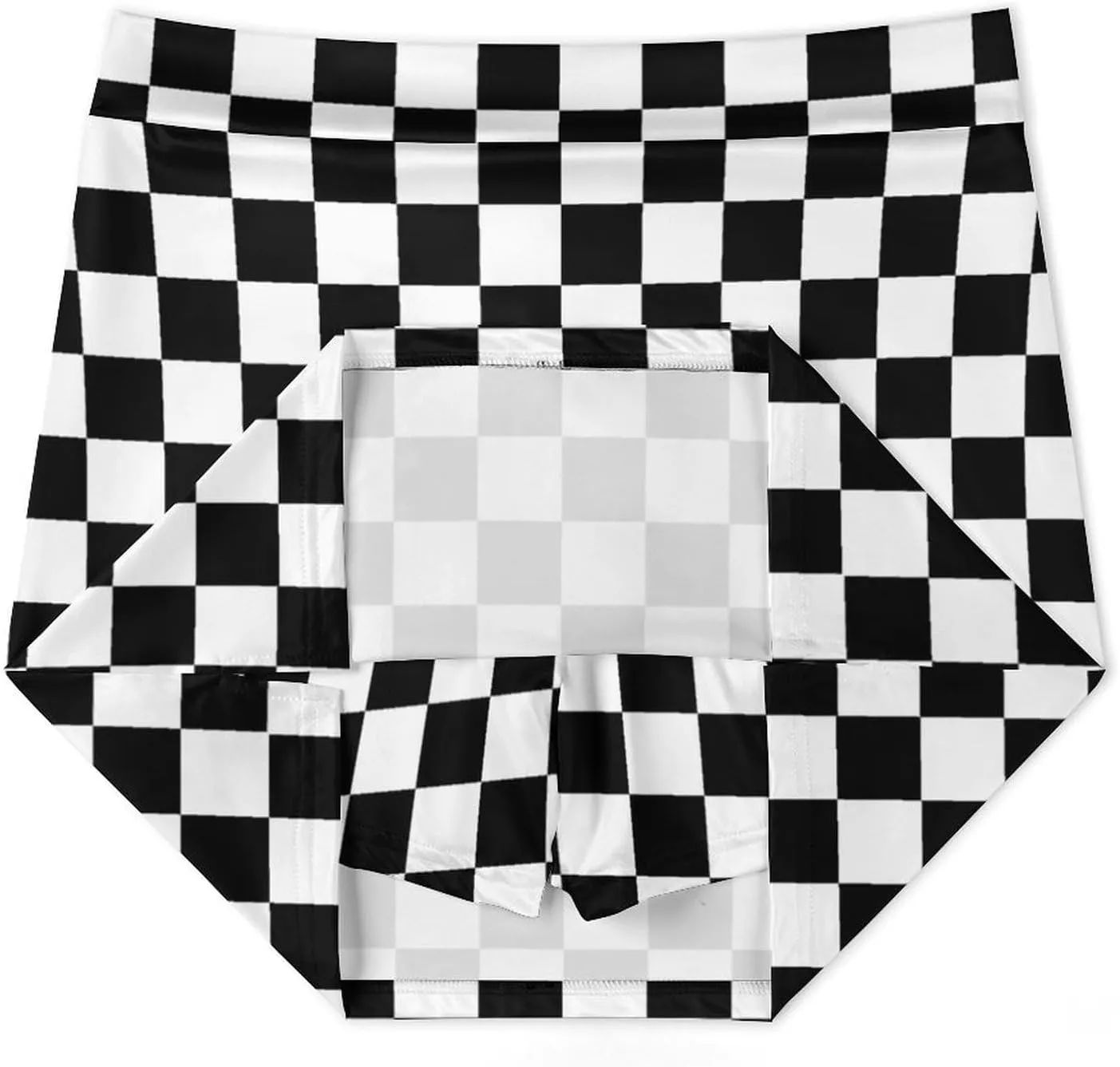Black White Race Checkered Flag Women's Tennis Skirt with Shorts Pockets, A-line Light Proof Trouser Skirt