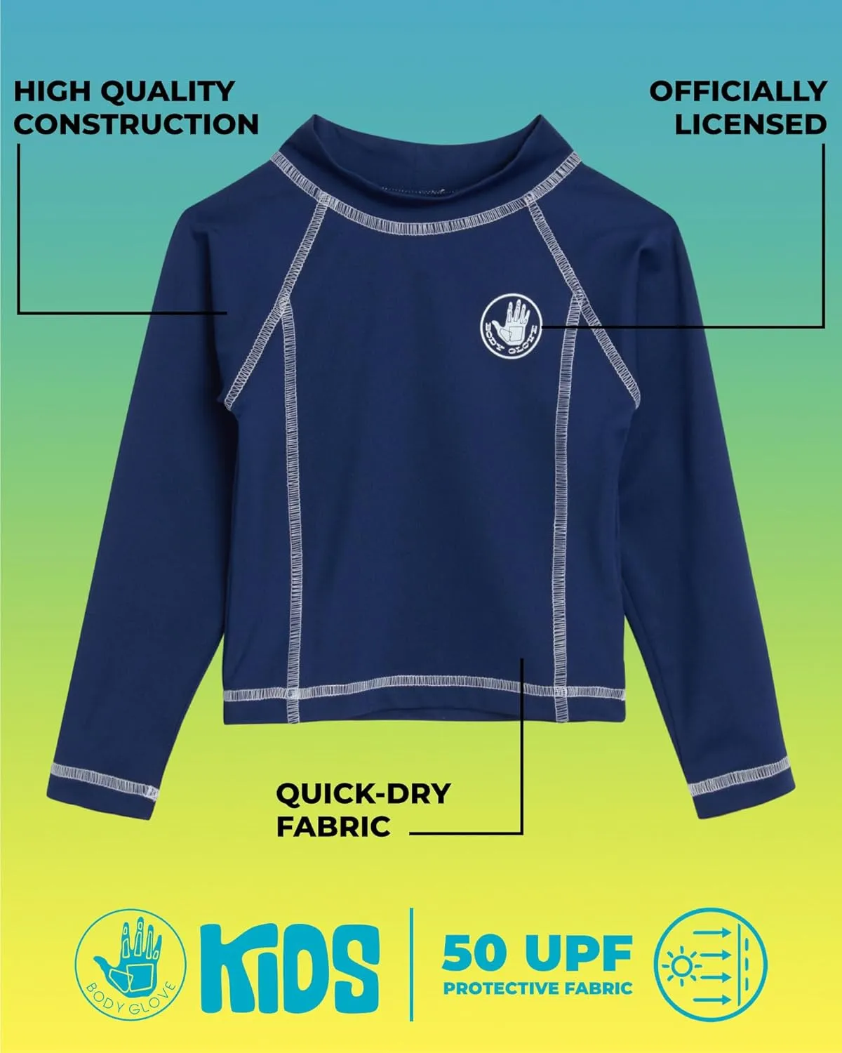 Body Glove Toddler Boys Rash Guard Shirt - Long Sleeve Swim Shirt for Baby/Toddler Boys (Size: 2T-4T)