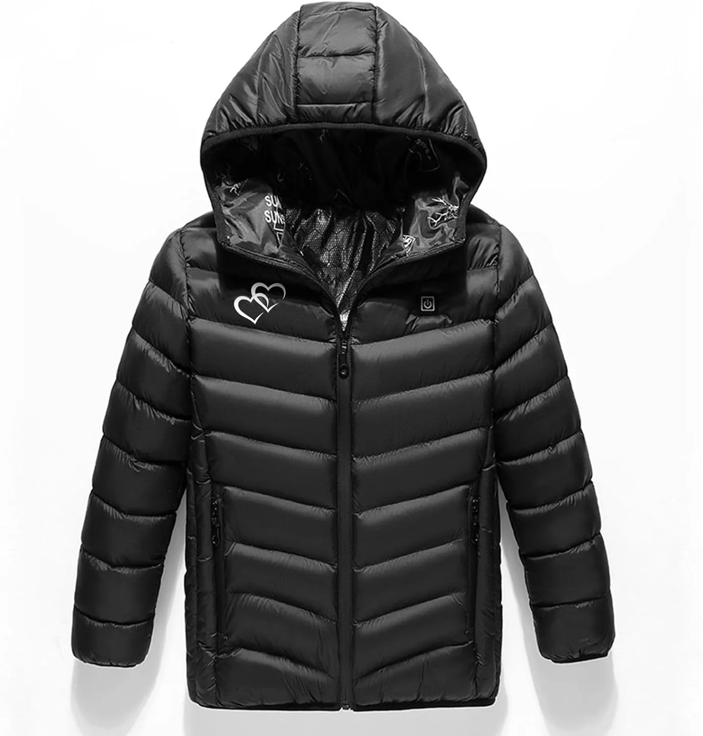 Boys Girls Winter Hooded Heated Jacket with 3 Heating Zones USB Charging Electric Hoodie Coats Kids Down Jackets