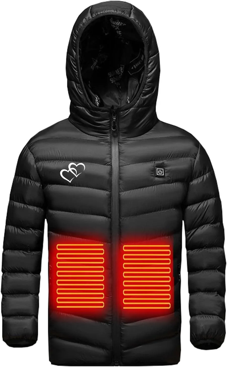 Boys Girls Winter Hooded Heated Jacket with 3 Heating Zones USB Charging Electric Hoodie Coats Kids Down Jackets