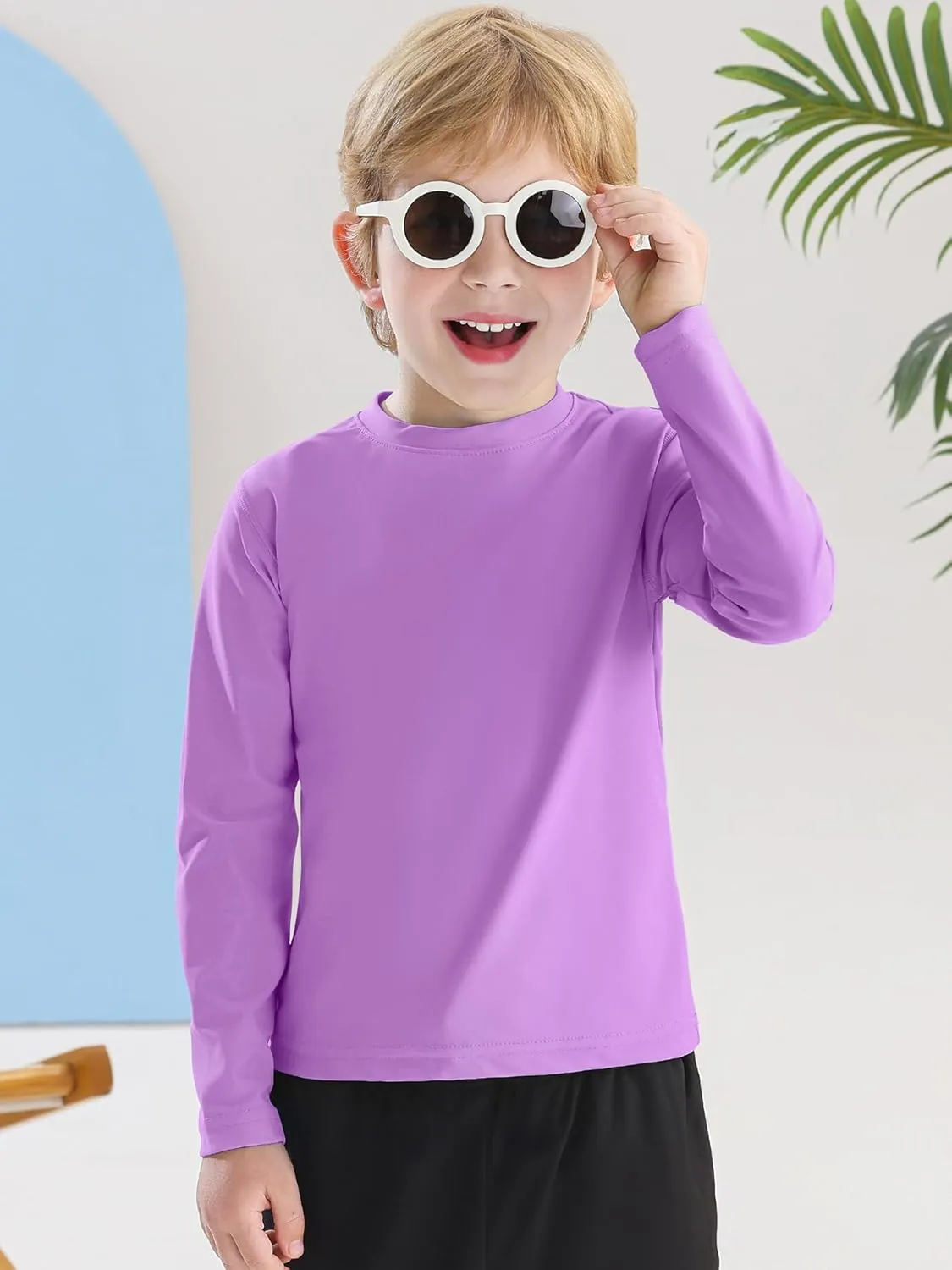 Boys Rash Guard Swim Shirt Long Sleeve UPF 50  for Toddler Kids UV Protection Outdoor Rashguard Sun Shirt