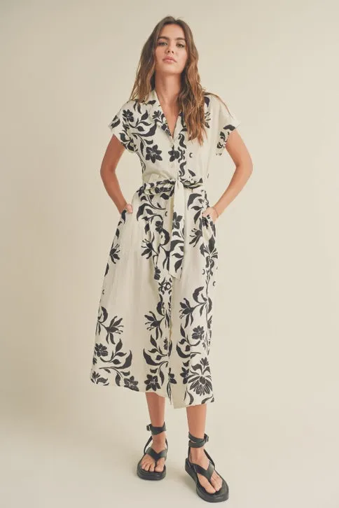 BUTTON DOWN FLARE DRESS