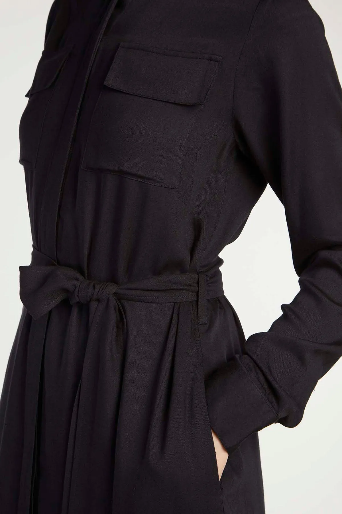 Button Down Maxi Black Dress