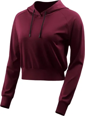 CADMUS Women's Workout Long Sleeve Shirts with Hoodie Sweatshirt Running Crop Top