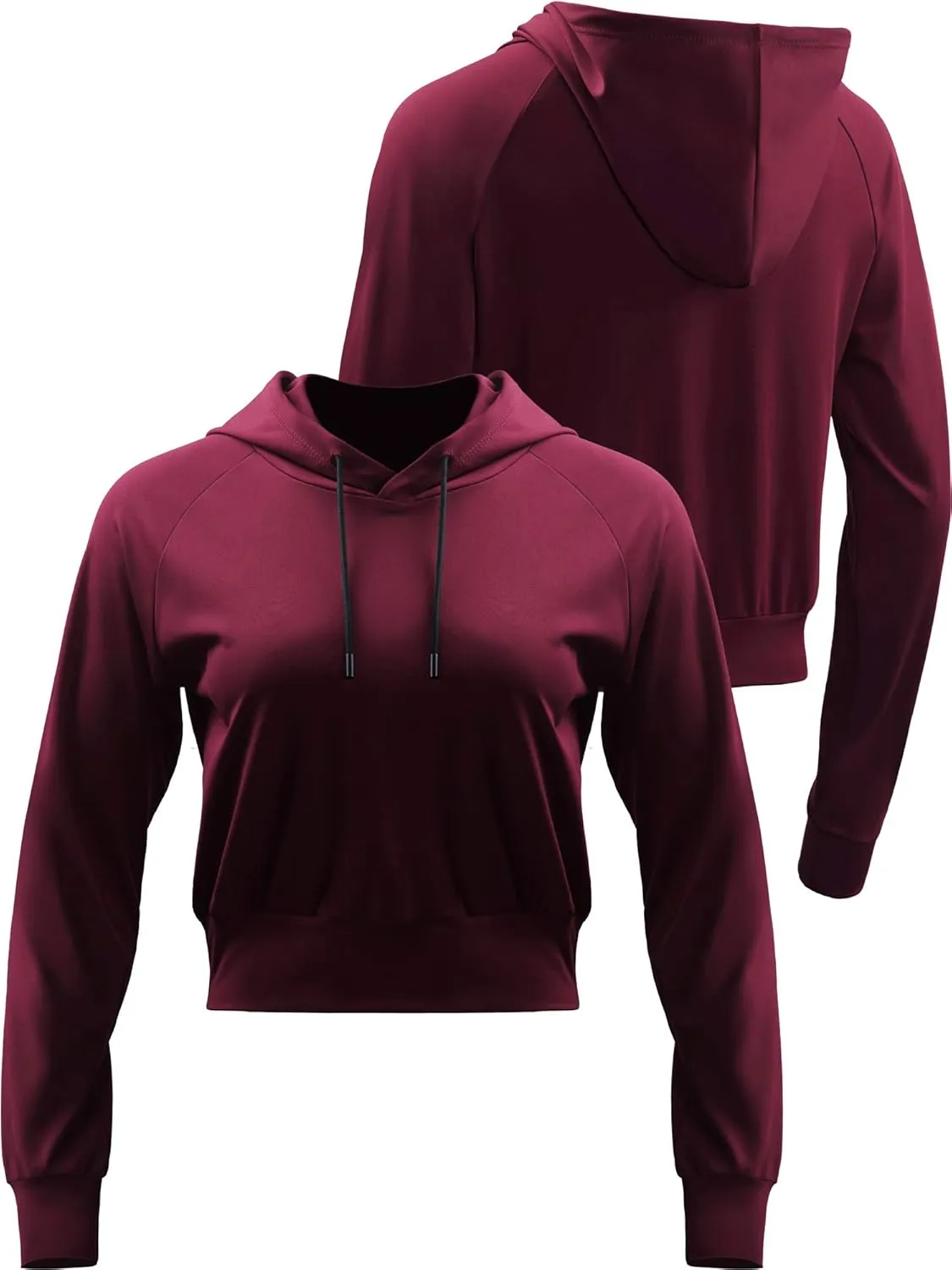 CADMUS Women's Workout Long Sleeve Shirts with Hoodie Sweatshirt Running Crop Top