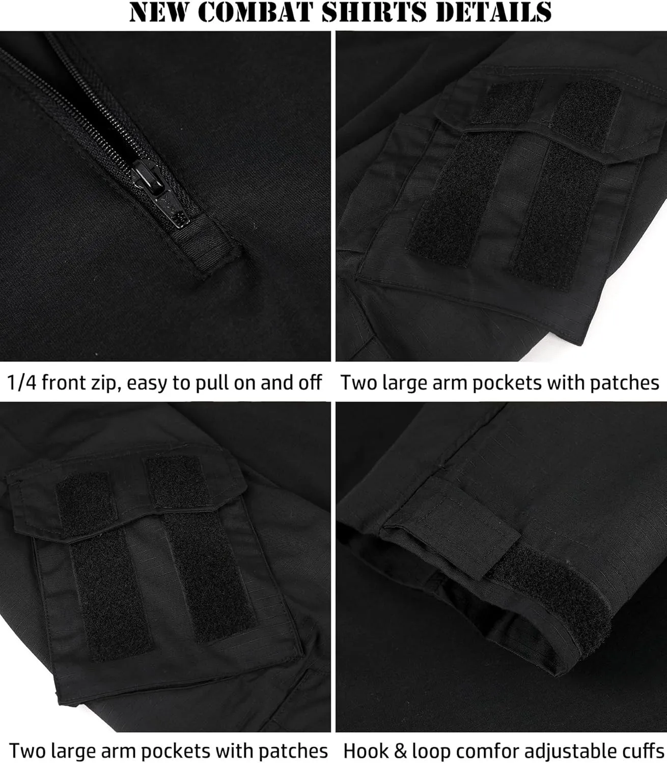 CARWORNIC Men's Tactical Combat Shirt, 1/4 Zipper Long Sleeve Camo Army Military T Shirt