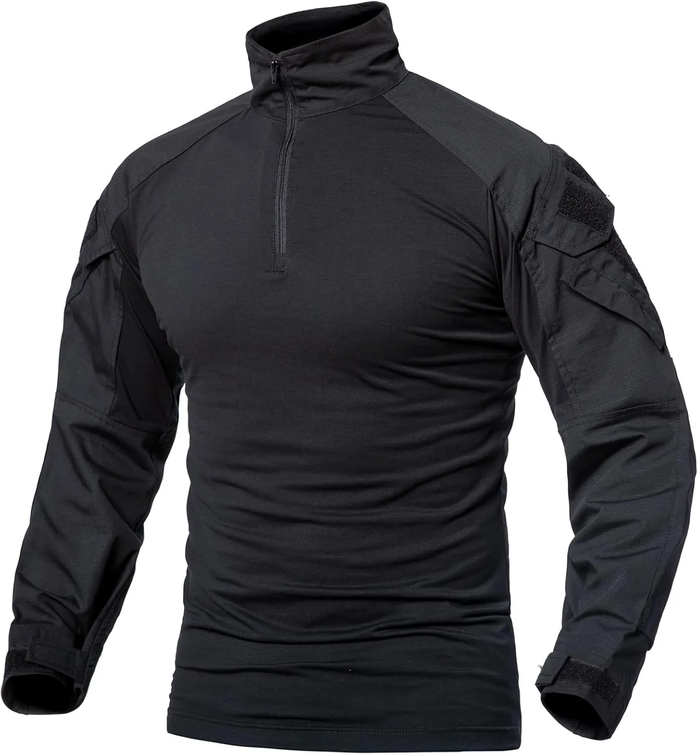 CARWORNIC Men's Tactical Combat Shirt, 1/4 Zipper Long Sleeve Camo Army Military T Shirt