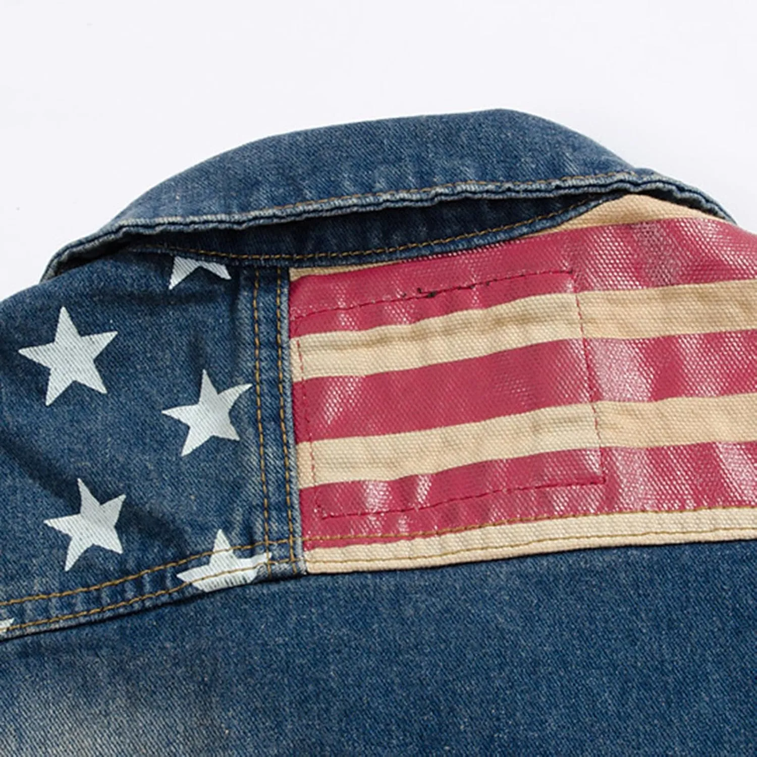 cffvdiz Men's Denim Vest American Flag Sleeveless Button Down Denim Shirt Vest Jean Tank Tops