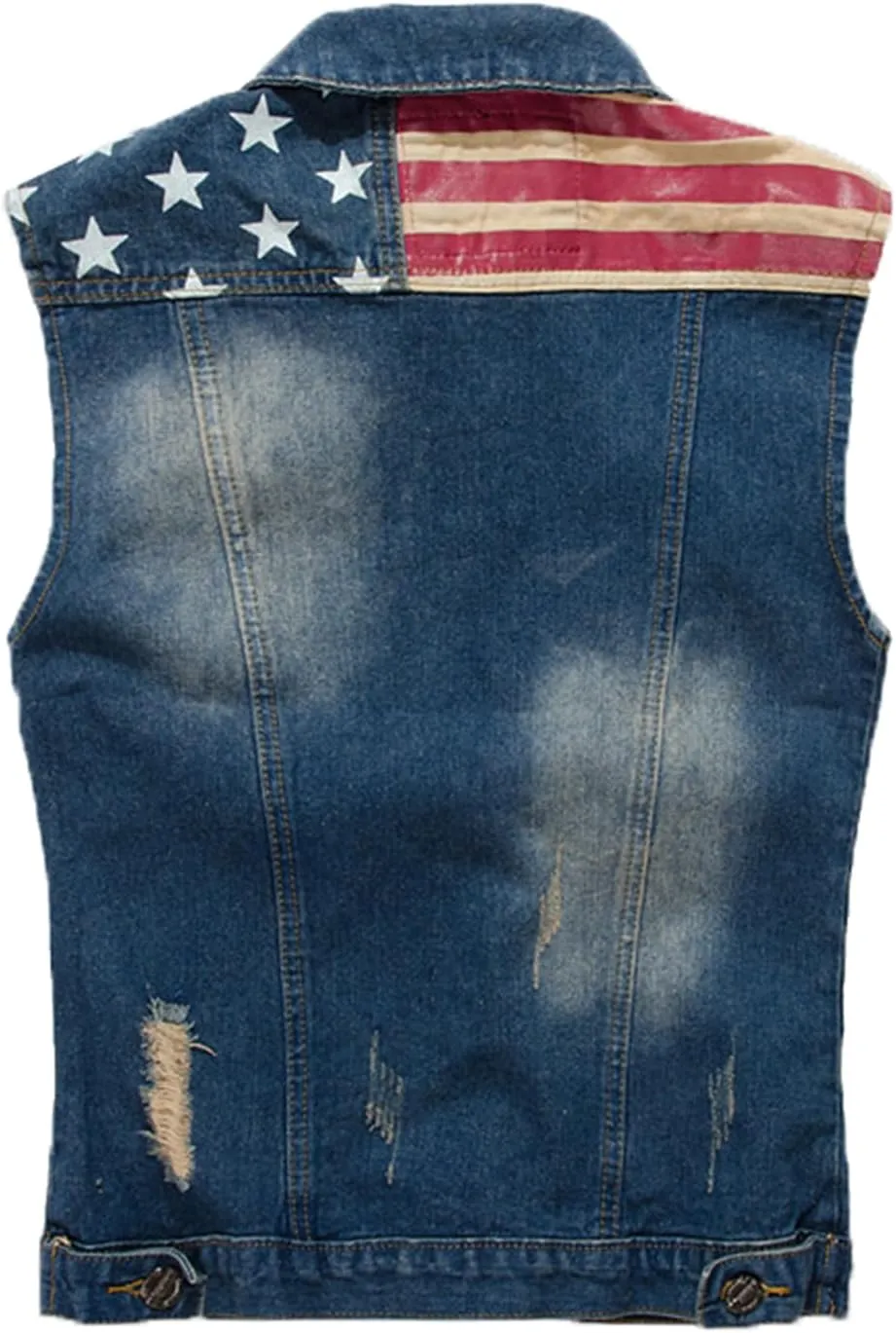cffvdiz Men's Denim Vest American Flag Sleeveless Button Down Denim Shirt Vest Jean Tank Tops