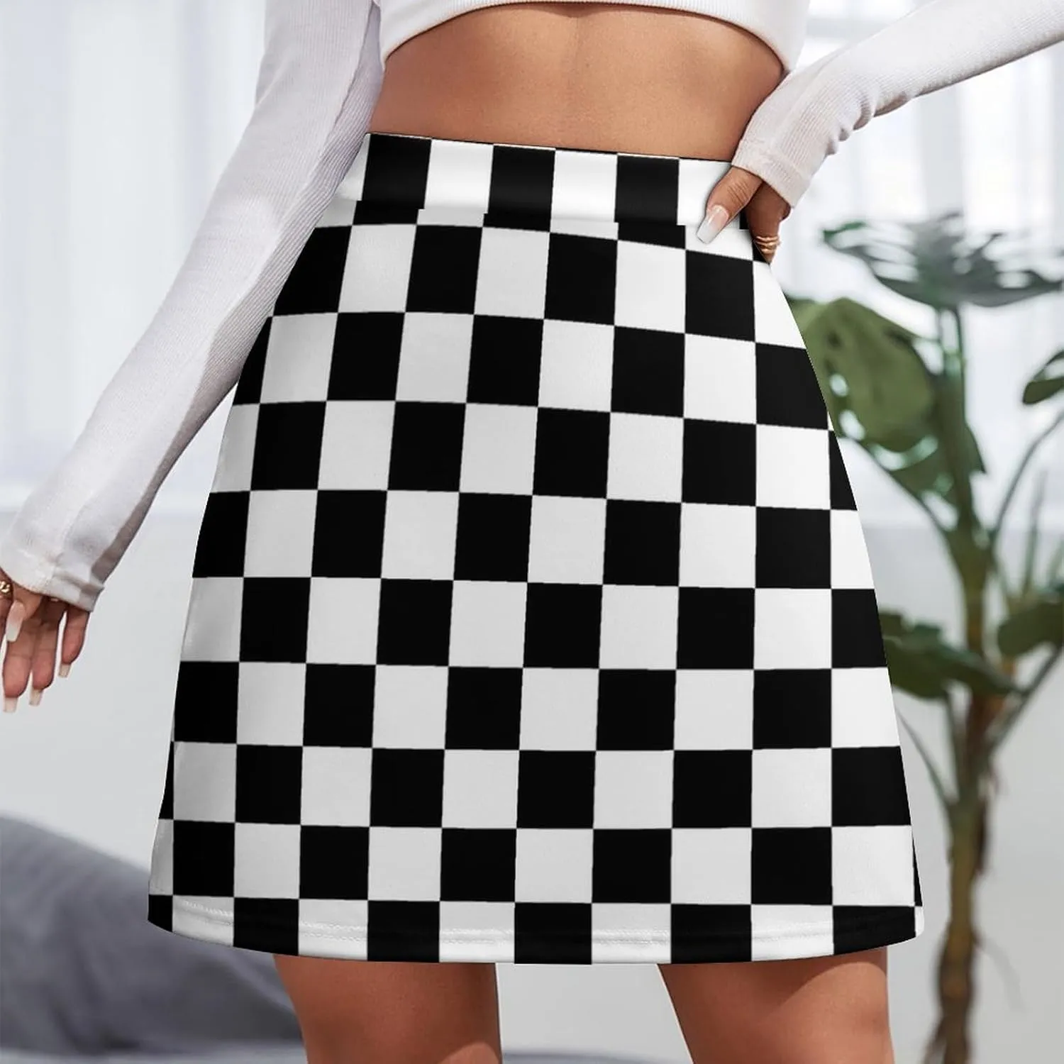 Checkerboard Retro Pattern Short Skirt Culottes Womens Athletic Skorts Skirts Active Skort Miniskirt Sexy Skort
