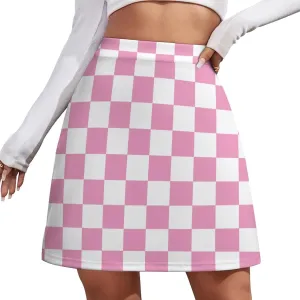 Checkerboard Retro Pattern Short Skirt Culottes Womens Athletic Skorts Skirts Active Skort Miniskirt Sexy Skort