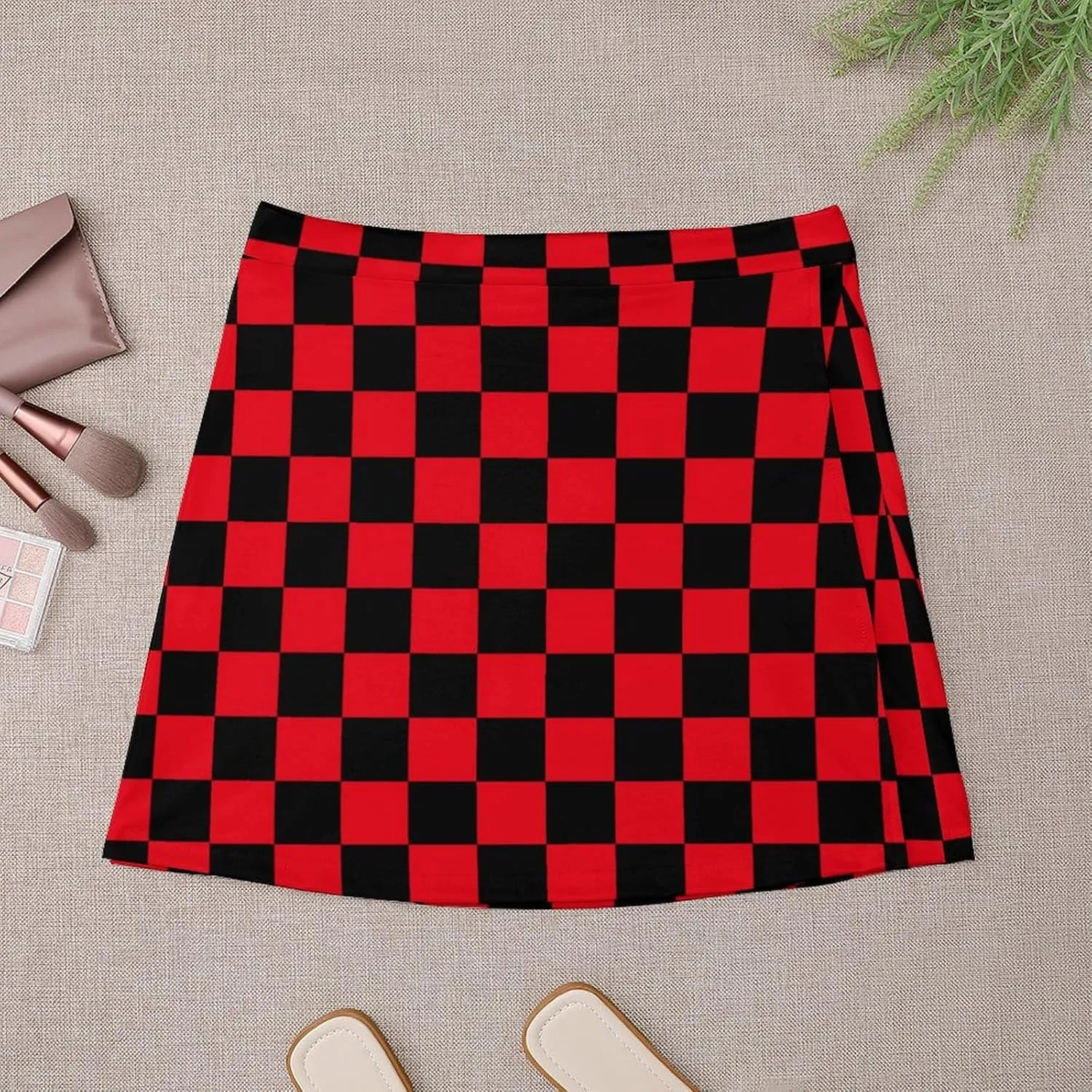 Checkerboard Retro Pattern Short Skirt Culottes Womens Athletic Skorts Skirts Active Skort Miniskirt Sexy Skort
