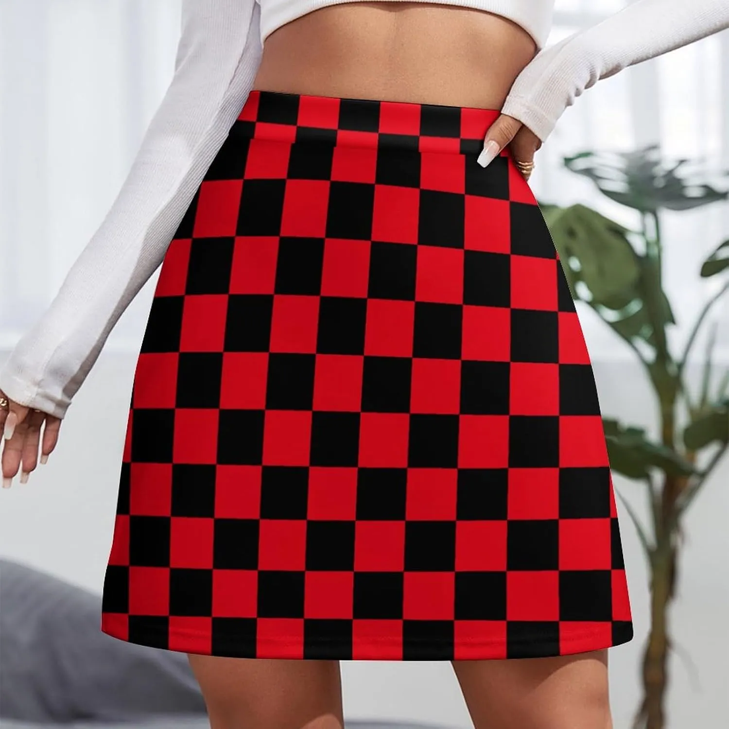 Checkerboard Retro Pattern Short Skirt Culottes Womens Athletic Skorts Skirts Active Skort Miniskirt Sexy Skort