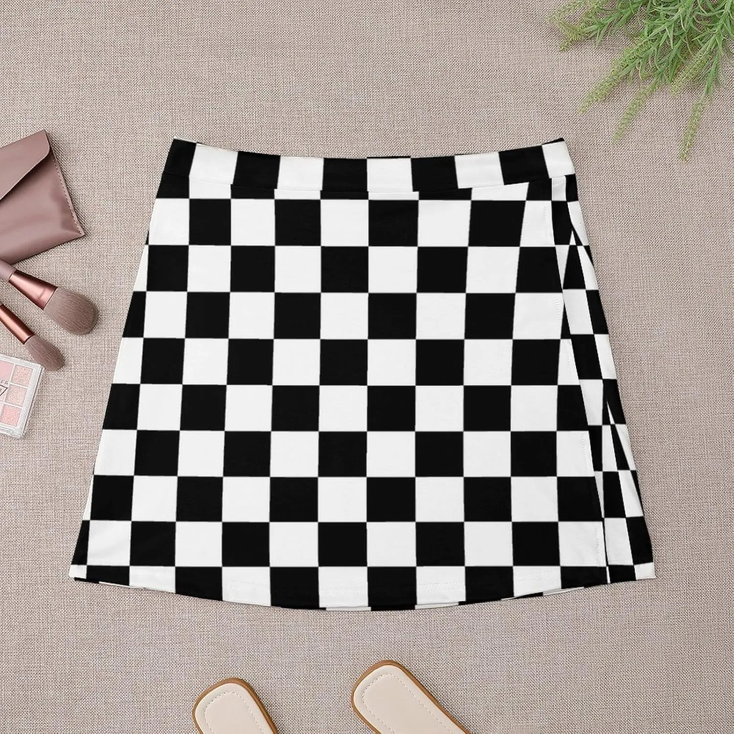 Checkerboard Retro Pattern Short Skirt Culottes Womens Athletic Skorts Skirts Active Skort Miniskirt Sexy Skort