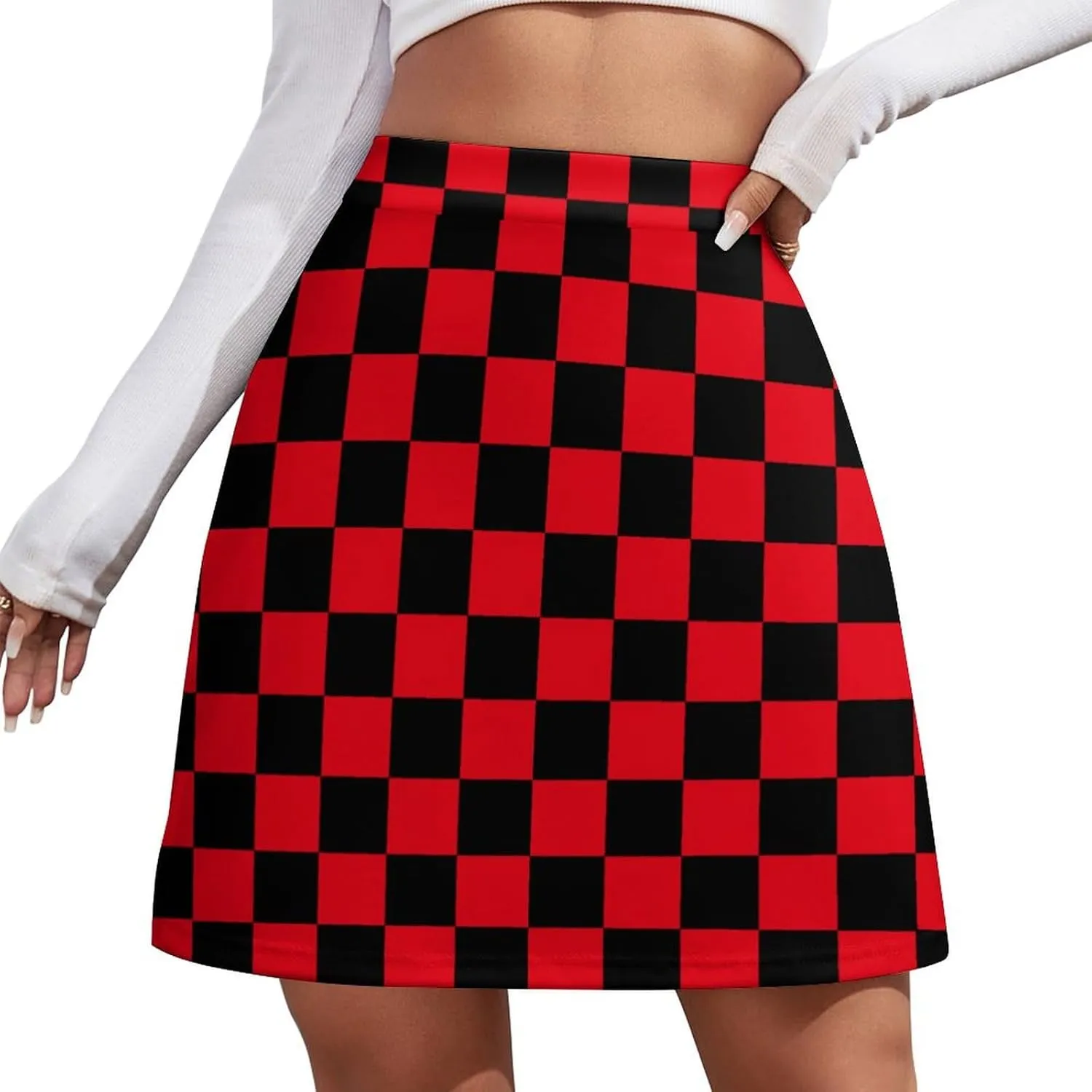 Checkerboard Retro Pattern Short Skirt Culottes Womens Athletic Skorts Skirts Active Skort Miniskirt Sexy Skort