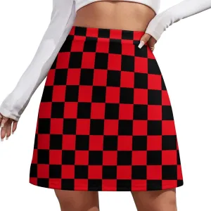 Checkerboard Retro Pattern Short Skirt Culottes Womens Athletic Skorts Skirts Active Skort Miniskirt Sexy Skort