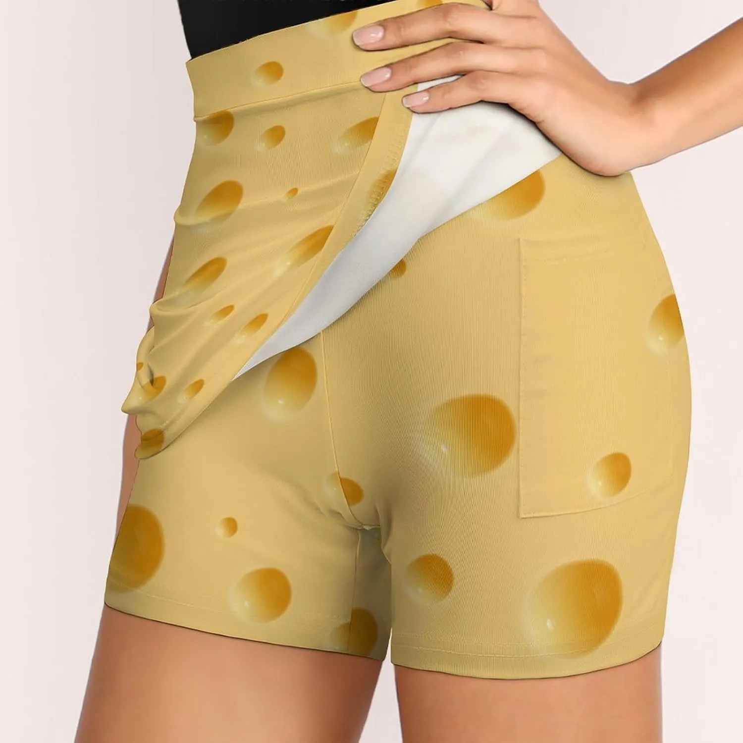 Cheese Short Skirt Women Inner Shorts Skirts High Waisted Stretchy Skorts Athletic Pockets A-line Outdoor
