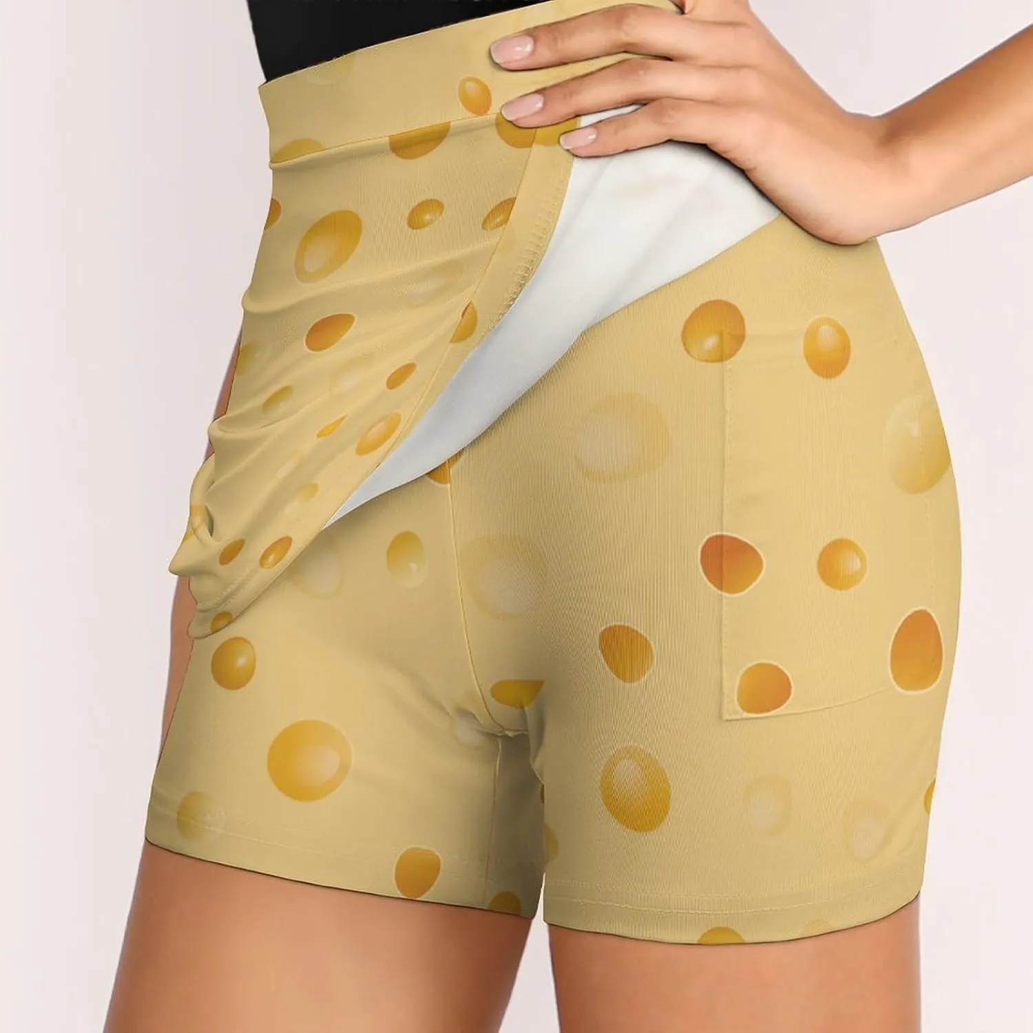 Cheese Short Skirt Women Inner Shorts Skirts High Waisted Stretchy Skorts Athletic Pockets A-line Outdoor