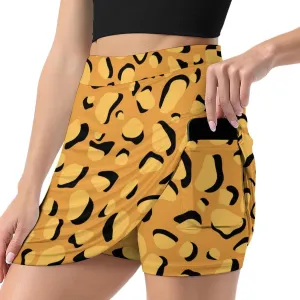 Cheese Short Skirt Women Inner Shorts Skirts High Waisted Stretchy Skorts Athletic Pockets A-line Outdoor