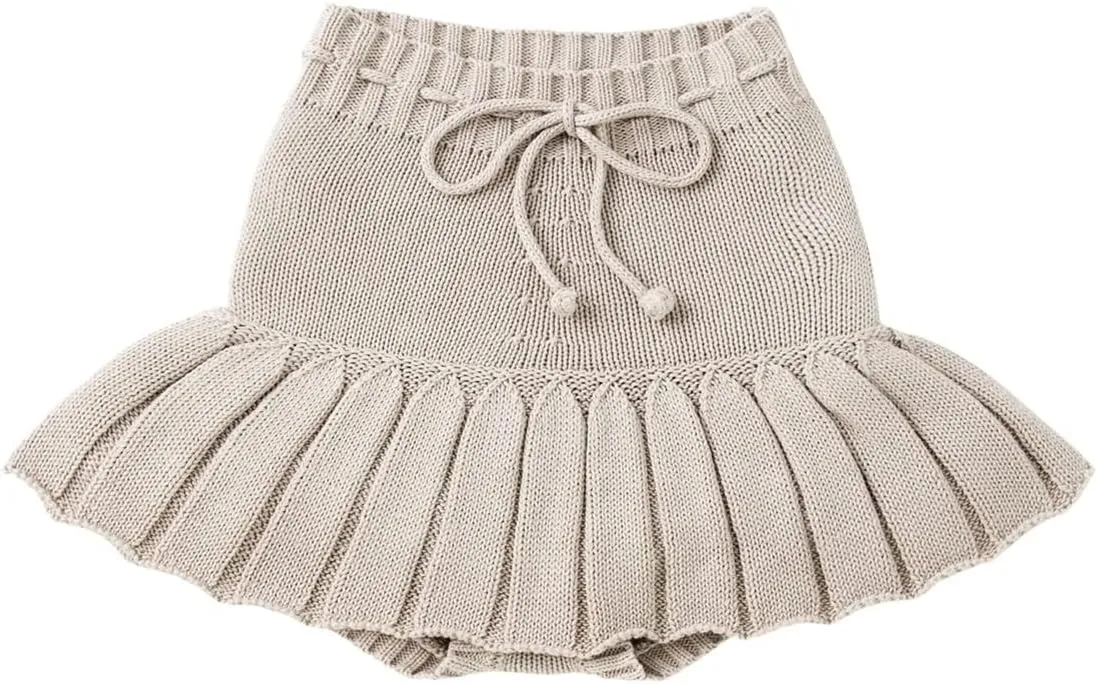 Children Girls Knitted Culottes Toddler Kids Skorts High Waist Mini Skater Skirt with Shorts
