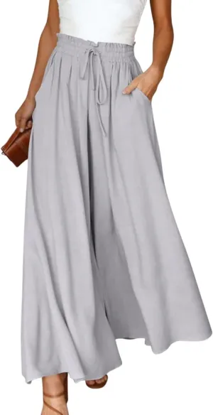 chouyatou Women's Summer High Waisted Wide Leg Pants Casual Dressy Palazzo Pants Culottes