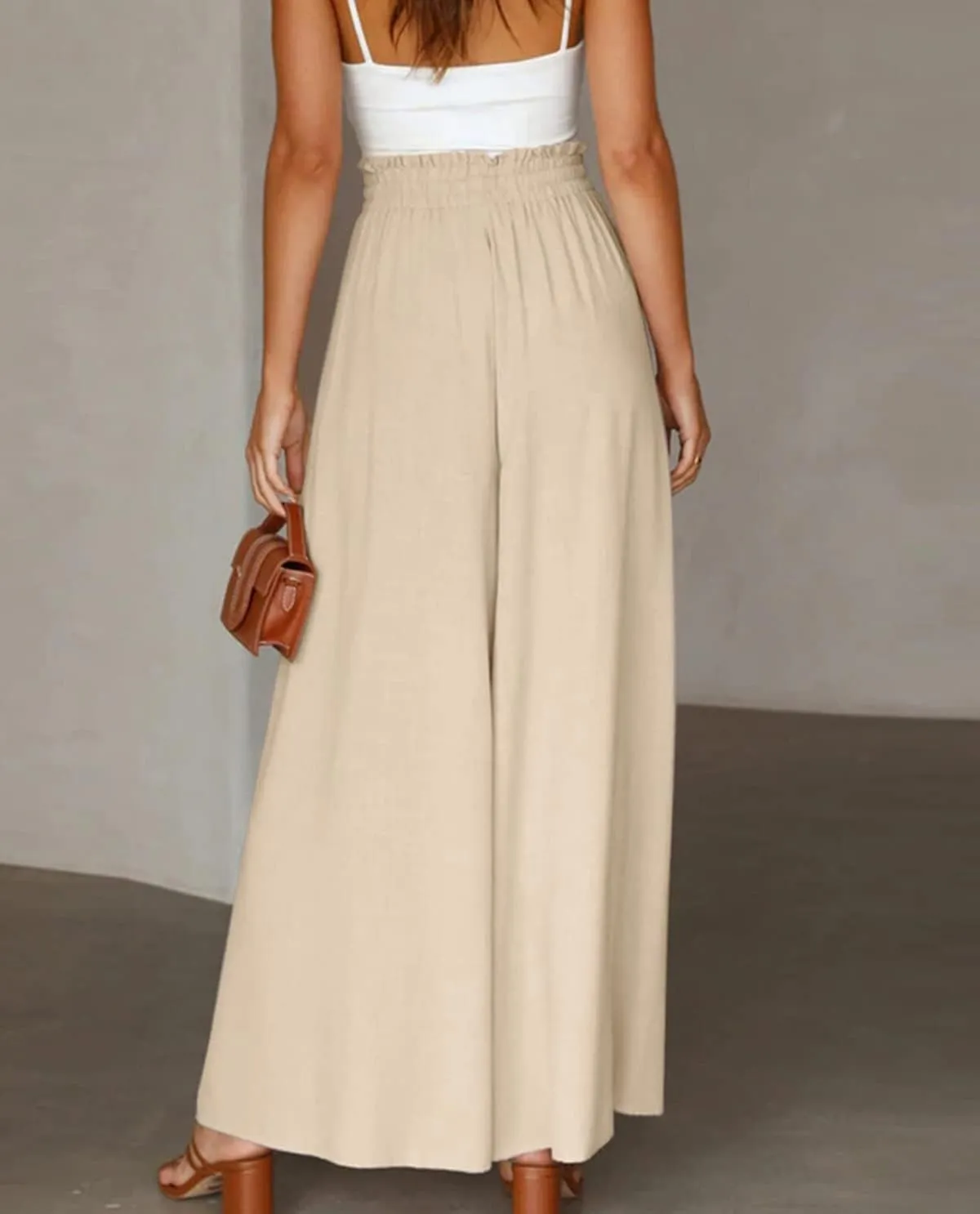 chouyatou Women's Summer High Waisted Wide Leg Pants Casual Dressy Palazzo Pants Culottes