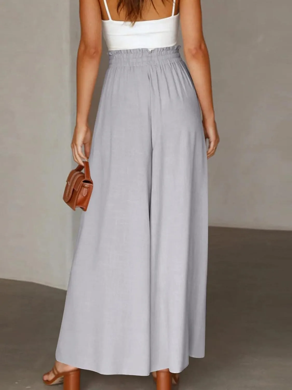 chouyatou Women's Summer High Waisted Wide Leg Pants Casual Dressy Palazzo Pants Culottes