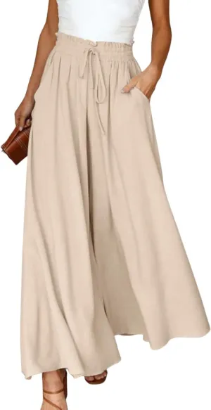 chouyatou Women's Summer High Waisted Wide Leg Pants Casual Dressy Palazzo Pants Culottes
